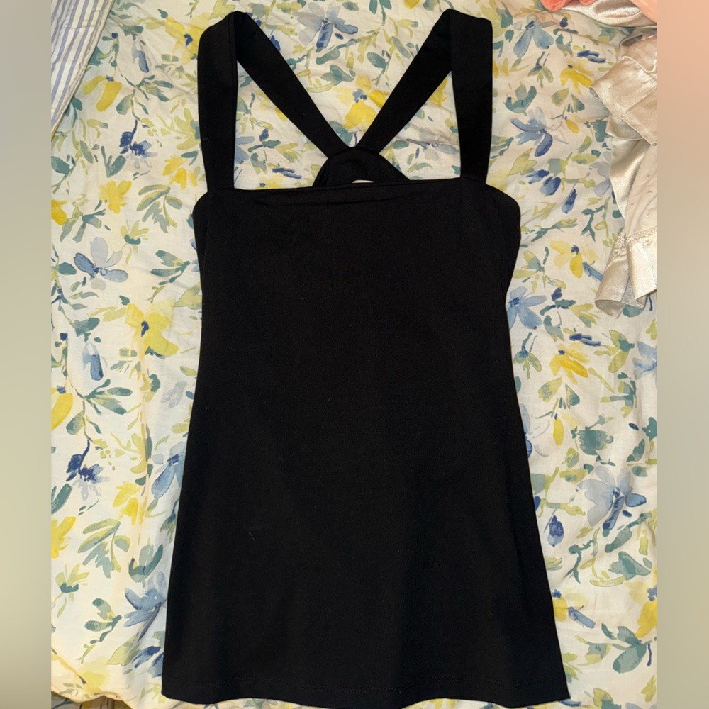 Susana Monaco black criss-cross tank